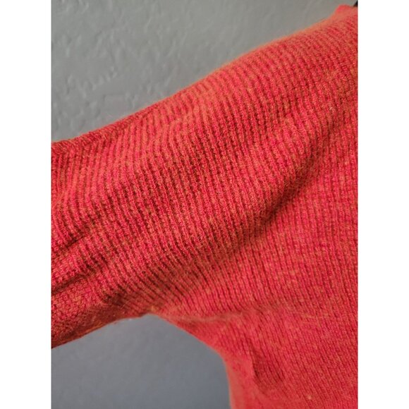 Madewell Wool Alpaca Blend Red Orange 3/4 Button Sweater Womens XS Waffle - Picture 5 of 13